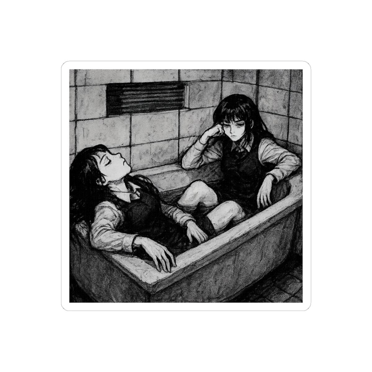 Chibi War Devil Bubble Bath Sticker | Kawaii Vinyl Decal - alternate angle 3, merchandise
