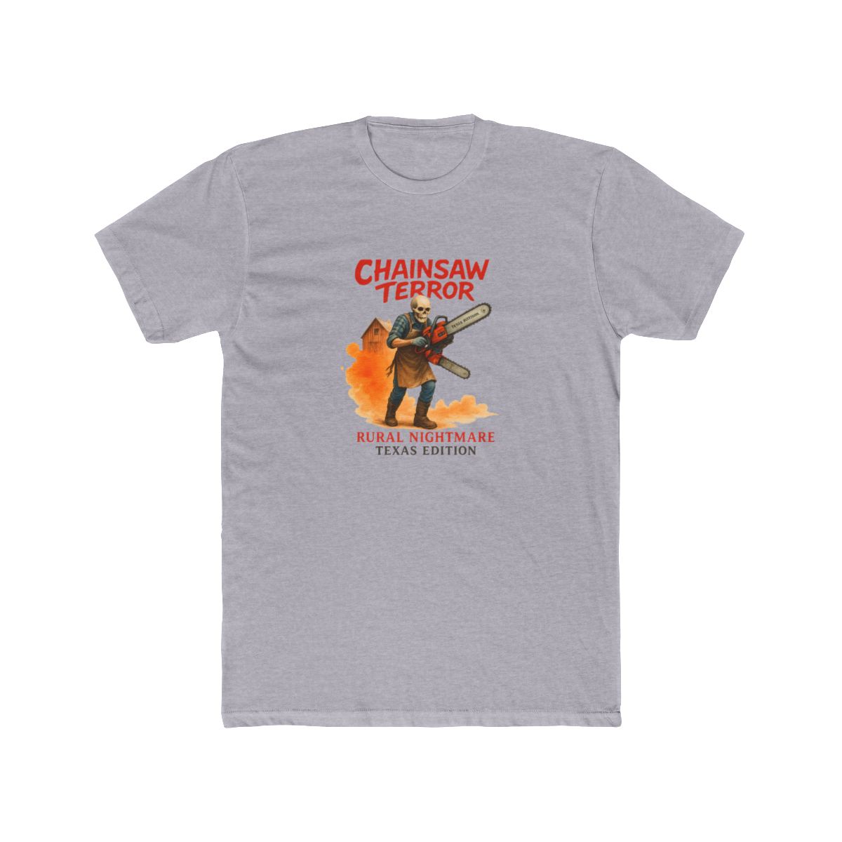 Chainsaw Terror Rural Nightmare Horror Design T-Shirt - alternate angle 5, merchandise