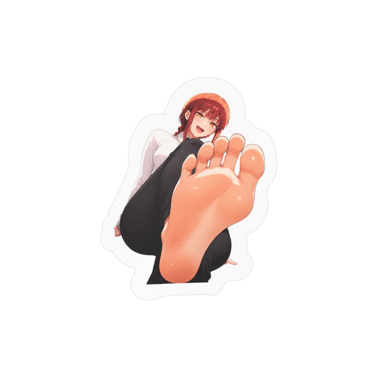 Makima Sticker | Chainsaw Man | Cute Waifu Anime Girl with Beautiful Feet | Stunning Legs | Waterproof Matte Vinyl Die Cut Decal
