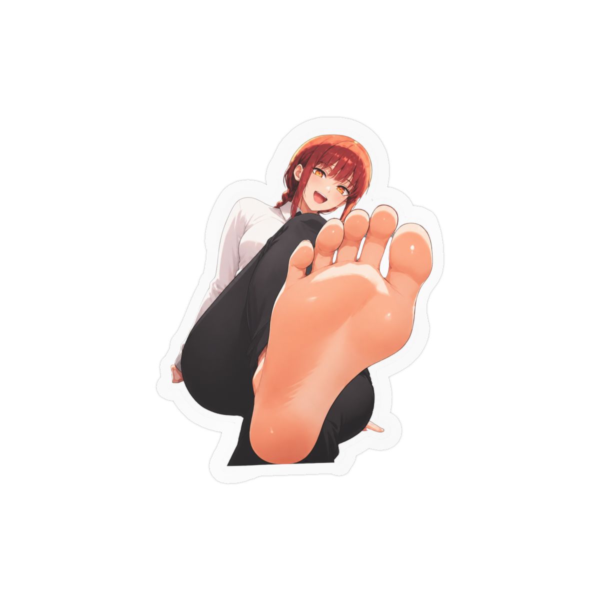 Makima Sticker | Chainsaw Man | Cute Waifu Anime Girl with Beautiful Feet | Stunning Legs | Waterproof Matte Vinyl Die Cut Decal - alternate angle 3, merchandise