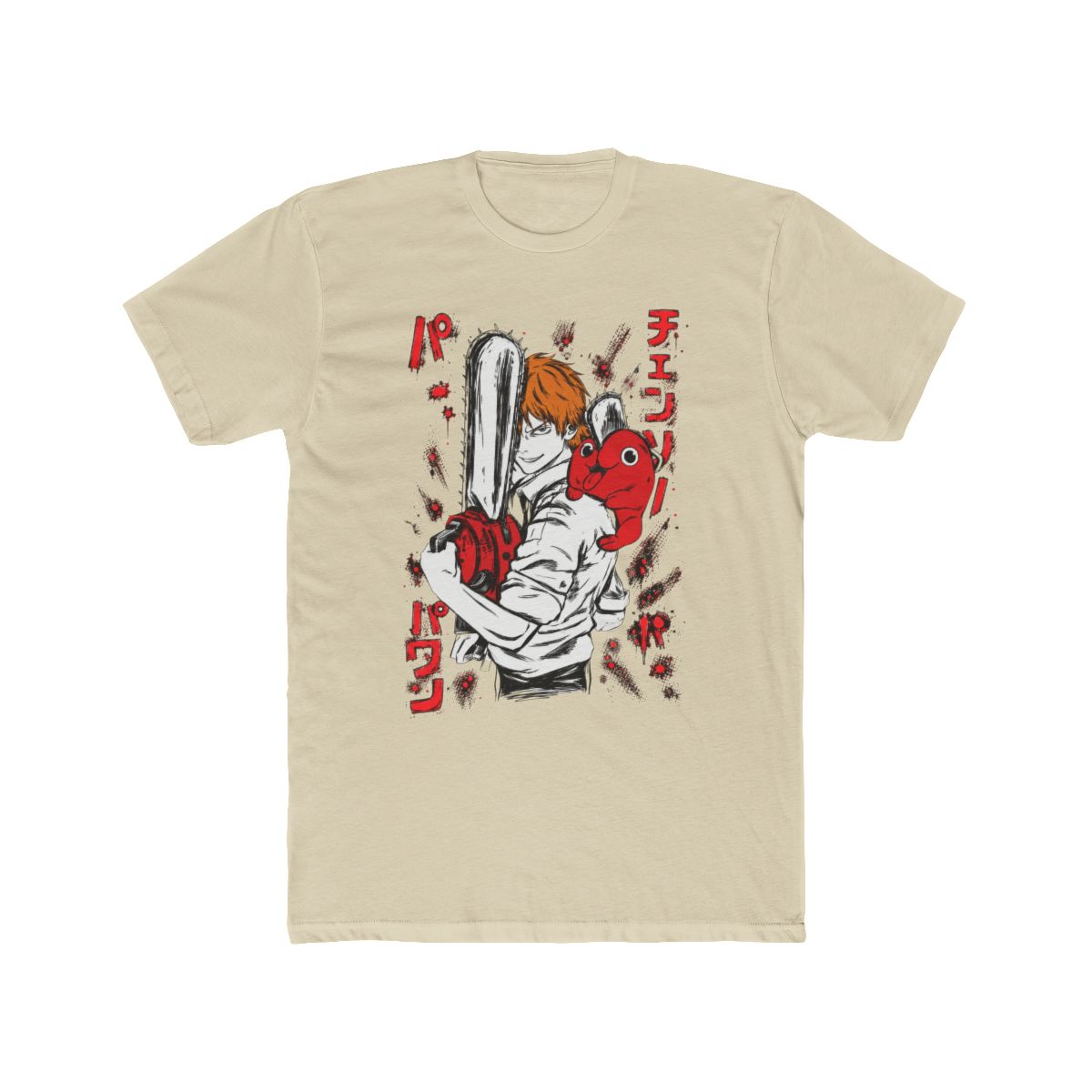 valentine shirts Denji x Pochita Chainsaw Man Vintage Washed Oversize Tee, Heavy Cotton Double Printed Anime Manga Graphic T Shirt, Retro Devil Hunter Streetwear Top, Movie Inspired Chainsaw Man Merch - alternate angle 5, merchandise