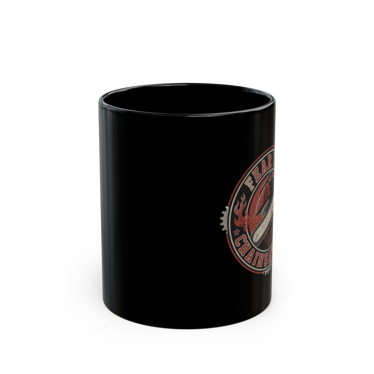 Chainsaw Man "Fear the Chainsaw Man" Black Mug - alternate angle 1, merchandise