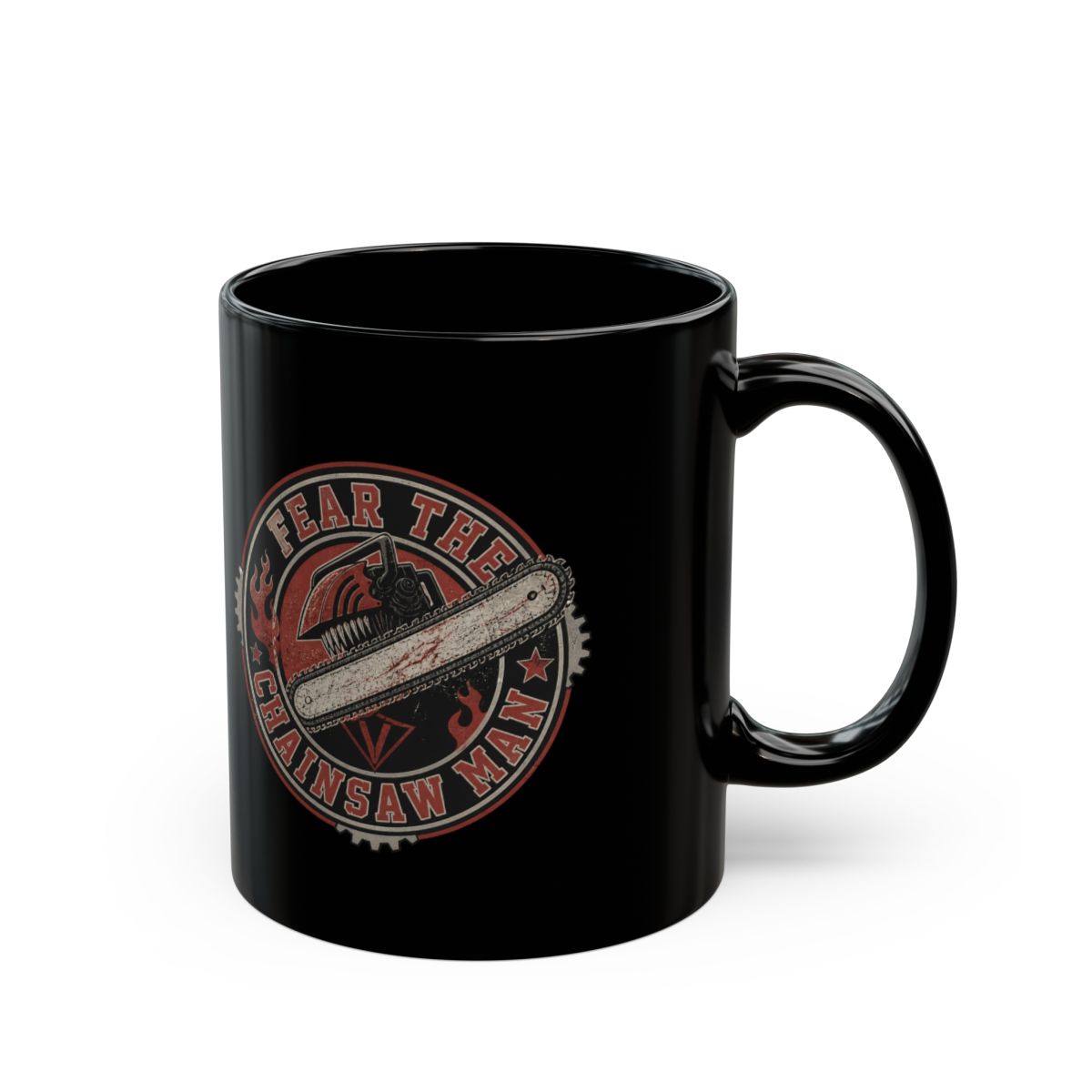 Chainsaw Man "Fear the Chainsaw Man" Black Mug
