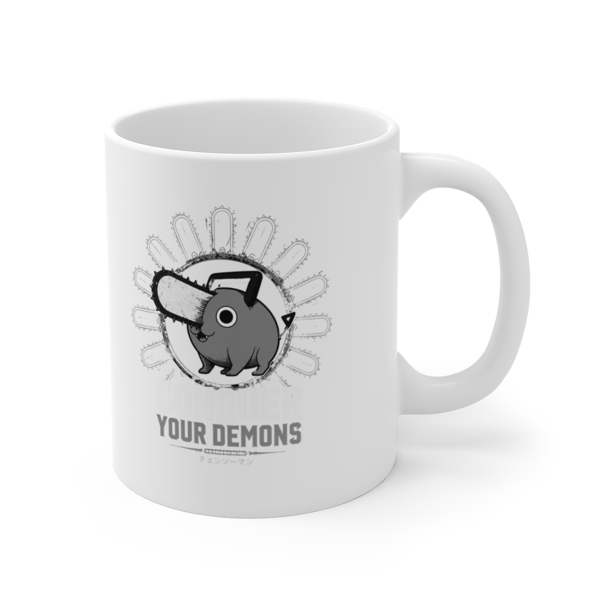 Chainsaw Man "CONQUER YOUR DEMONS" White Mug