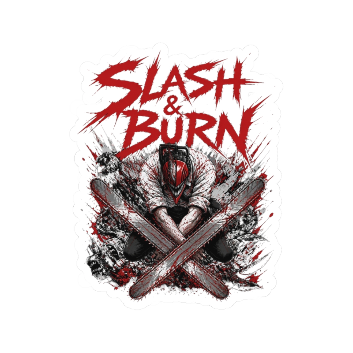 Chainsaw Man "Slash & Burn" Sticker - alternate angle 2, merchandise